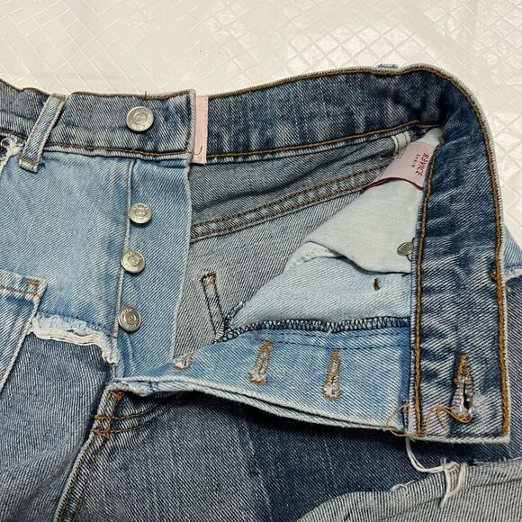 Revice Matchmaker Shorts Patchwork Denim Distressed Cutoffs Festival Size 26 - Picture 9 of 13